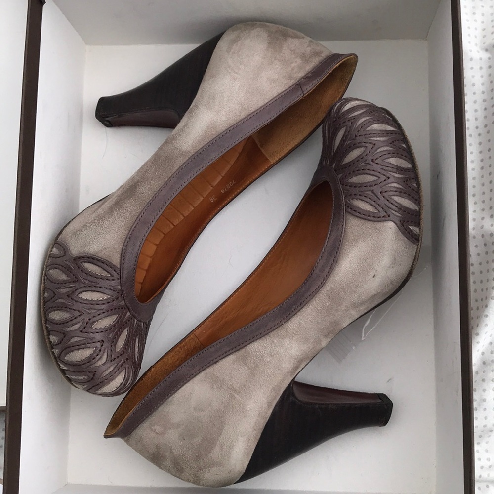 Chie Mihara suede and leather heels.